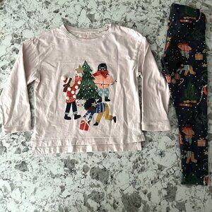 Next Christmas kids pom pom tee & legging set sz 4-5